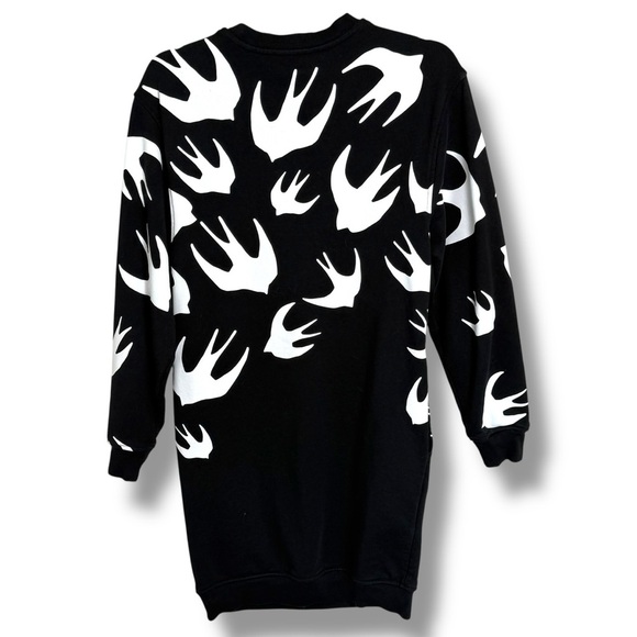 NWT Alexander McQueen Black Swallows Sweatshirt Dress Size XXS - Picture 8 of 8